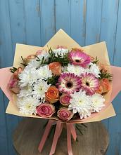 Букет цветов из:  Розы, Герберы и Хризантемы в Пустоши