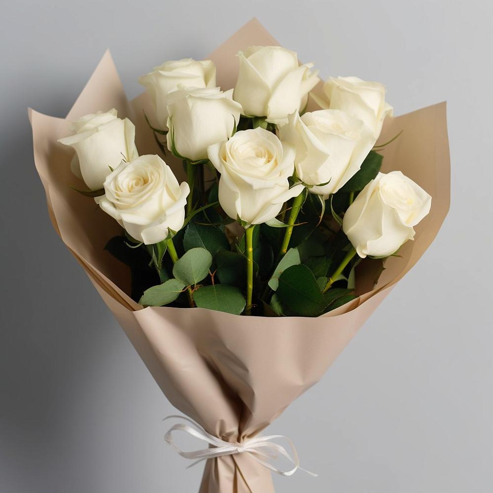 Букет 9 Белых роз Эдлесс Лав в Пустоши