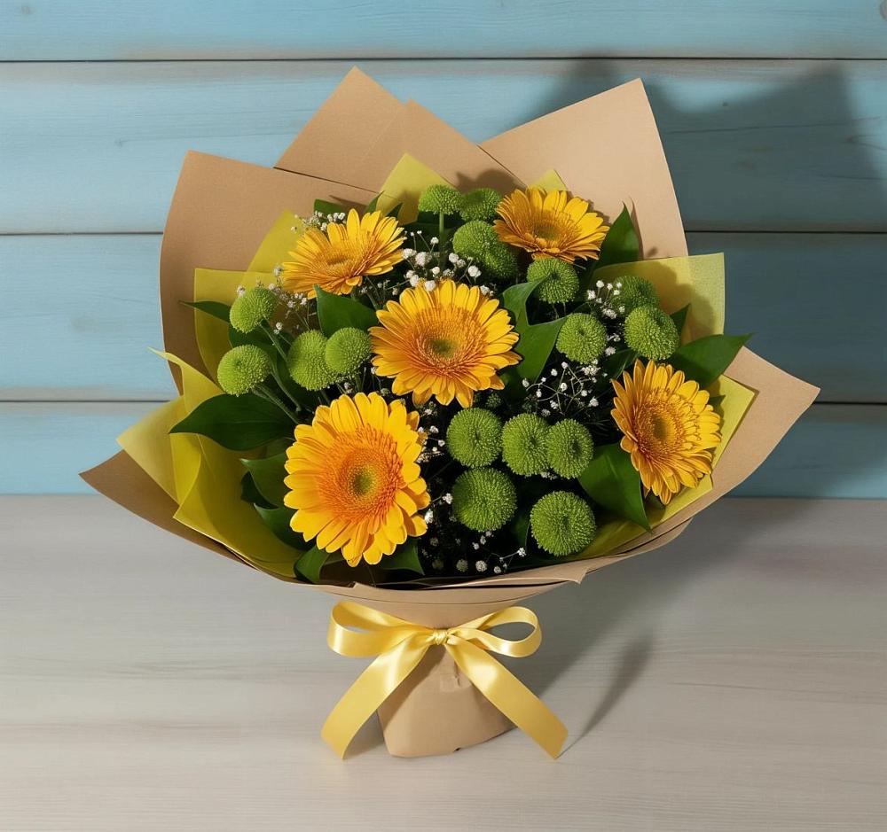 Букет цветов из: Герберы и Хризантемы в Пустоши