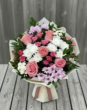 Букет цветов из:  Альстромерии, Гвоздики, Розы и Хризантемы в Пустоши