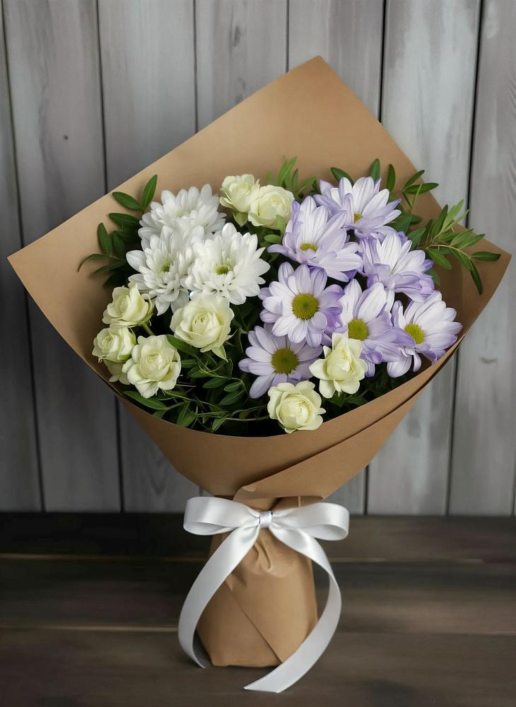 Букет цветов из: Хризантемы и Розы в Пустоши
